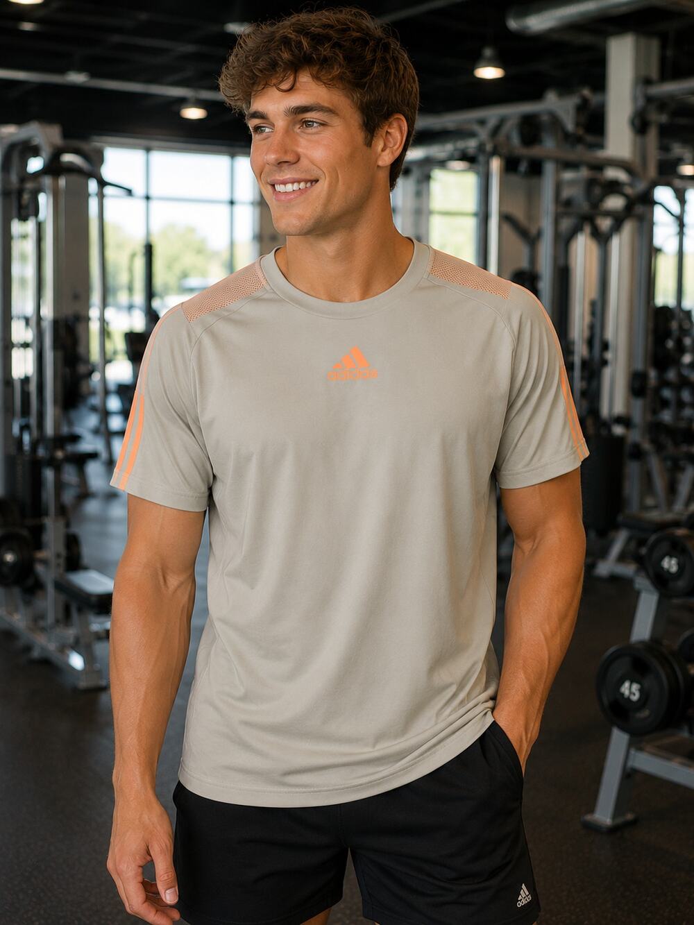 adidas Climacool Performance T-Shirt Men's M Gray Beige Silver Pebble Athletic